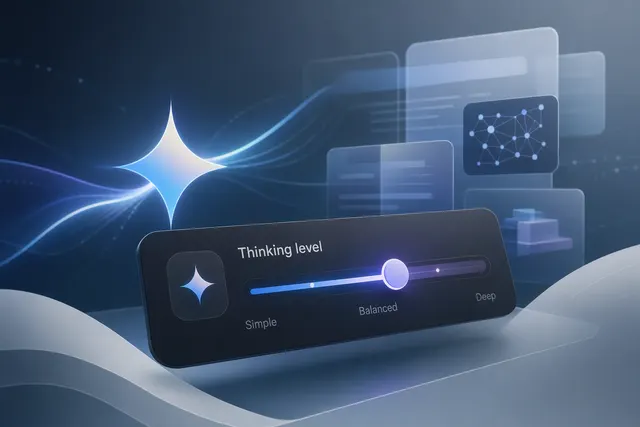 Illustration representing Google Gemini AI updates including adjustable thinking level and cross‑device AI integration