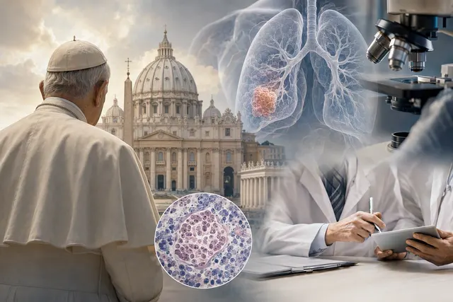 AI-generated editorial illustration for an article about Pope Leo XIV’s lung cancer test results