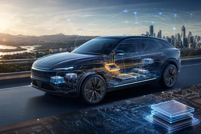 Concept illustration of Snapdragon Digital Chassis integration with Stellantis vehicle software architecture