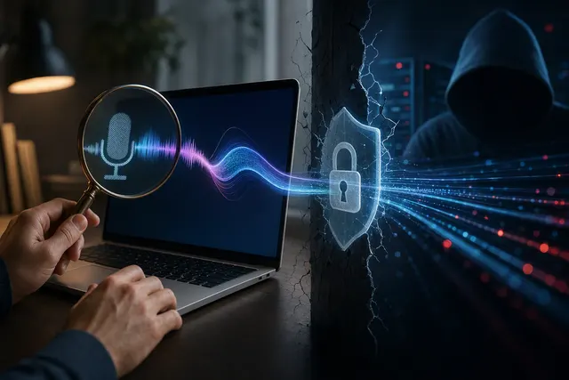 AI-generated illustration accompanying a story about the Muse for Mac dictation security flaw