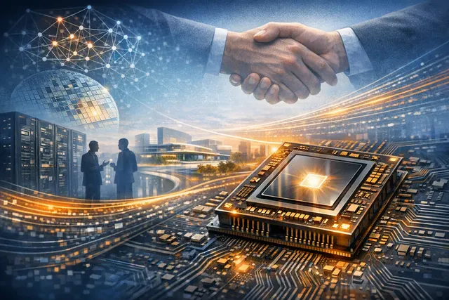 AI-generated illustration of custom AI chips and data-center infrastructure