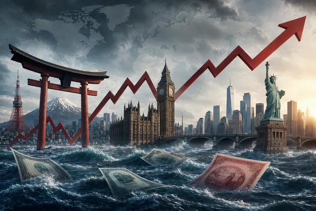 Illustration of surging global bond yields affecting financial markets