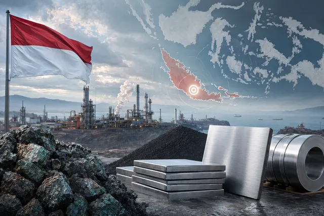 Industrial nickel smelting complex representing Indonesia’s nickel supply chain and global metals market