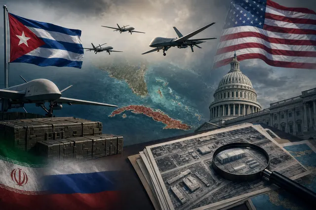 Illustration of military drones symbolizing tensions between Cuba and the United States