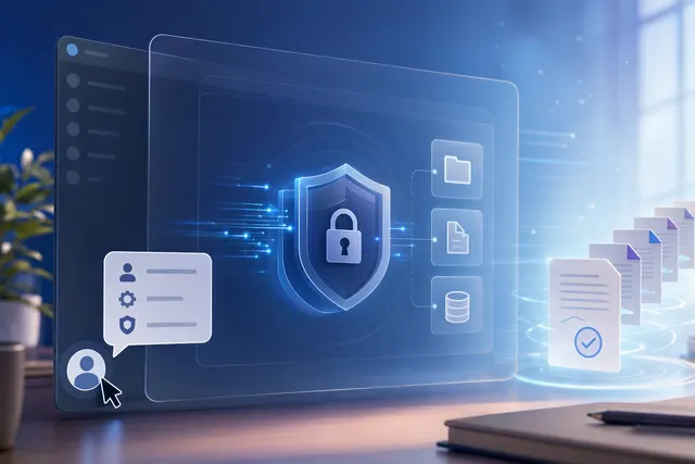 Editorial illustration of AI-agent security controls for Tencent WorkBuddy
