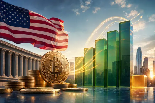 Editorial illustration representing U.S. spot Bitcoin ETF flows