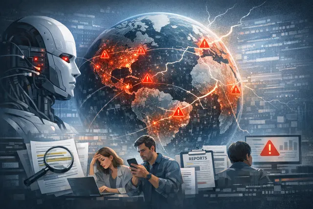 Editorial hero image depicting a digital globe with connection lines and a 'ChatGPT Down' warning overlay, illustrating the global reach of the July 25 outage.