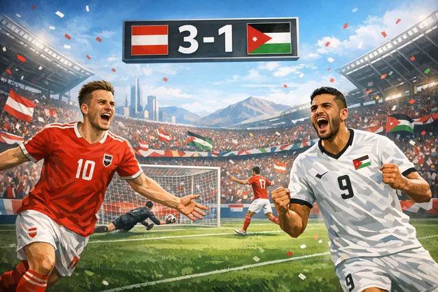 Austria vs Jordan 2026 World Cup Group J match action featuring Romano Schmid's opening goal and Ali Olwan's historic equalizer