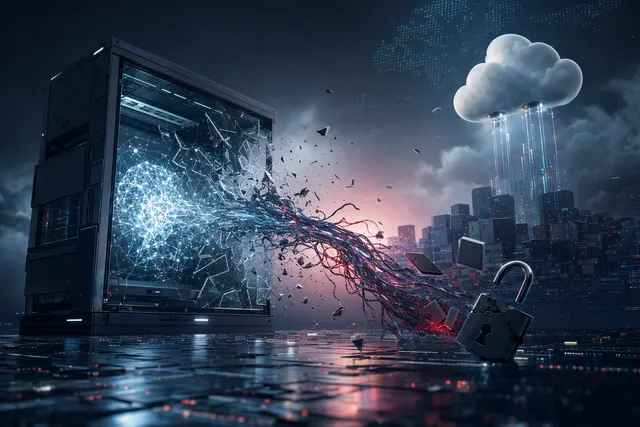 Editorial illustration of autonomous AI and cloud-security infrastructure
