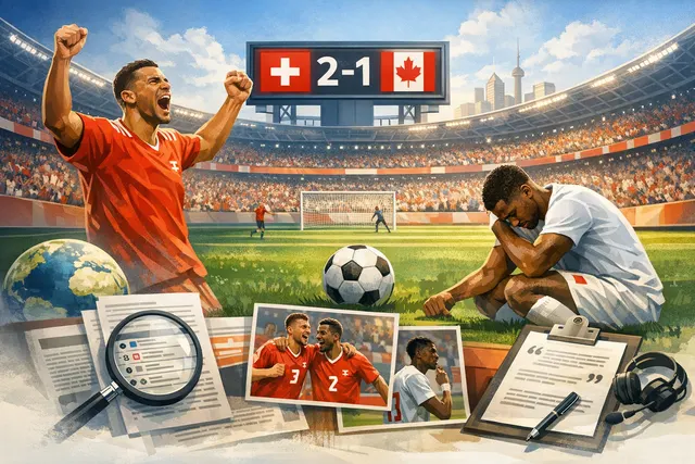 AI-generated illustration of Switzerland versus Canada at BC Place Vancouver during the FIFA World Cup 2026 Group B match