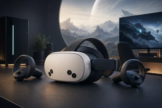 Steam Frame virtual reality headset editorial illustration