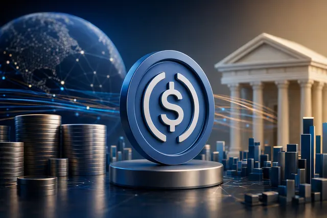 Conceptual illustration for Open USD (OUSD), a dollar-pegged stablecoin issued across four blockchain networks.
