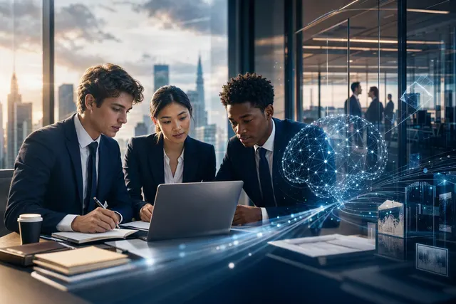AI-generated illustration of artificial intelligence and investment banking recruitment