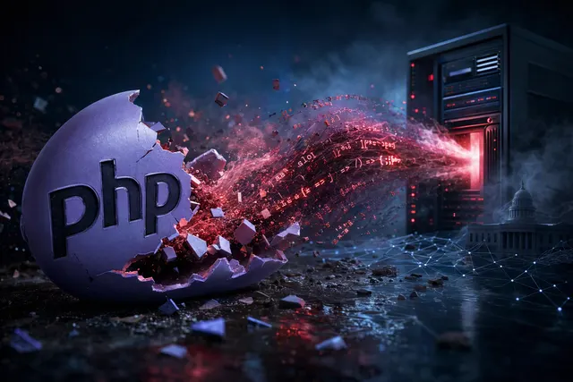 AI-generated editorial illustration for an article about PHP2Shell and PHP security vulnerabilities.
