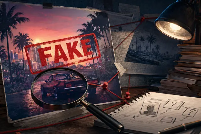 Editorial illustration about the false GTA VI delay announcement circulating on X
