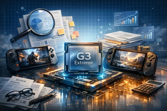 Intel Arc G3 Extreme processor hero visual for handheld gaming performance analysis