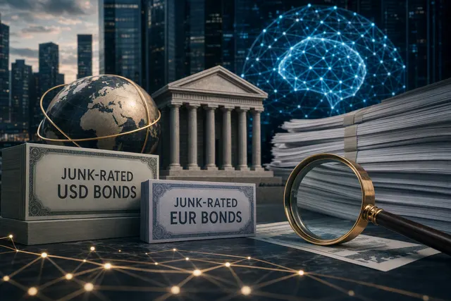 AI-generated illustration accompanying a report on SoftBank’s dollar and euro bond sale to finance an OpenAI investment