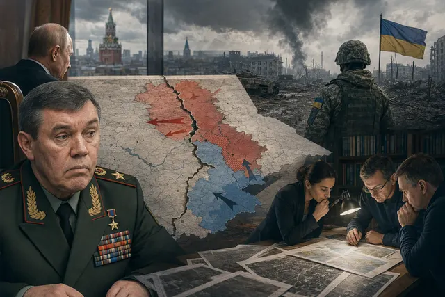 Editorial illustration accompanying a report on Ukraine’s dispute with Russia over claimed territorial gains.