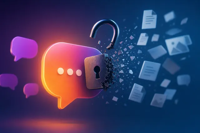 Illustration of Instagram direct messages with a privacy lock representing encrypted DMs ending