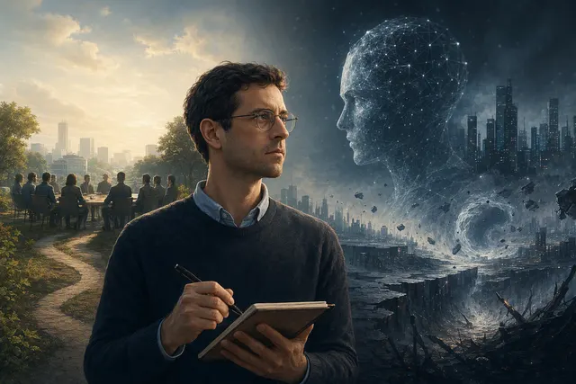 AI-generated editorial illustration of AI safety and OpenAI governance
