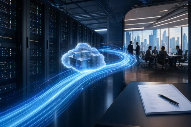 Conceptual illustration of enterprise AI infrastructure and guaranteed compute capacity