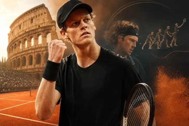 Jannik Sinner celebrating during his record-breaking run at the Italian Open