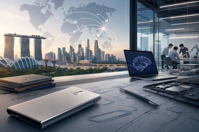Editorial illustration representing Plaud’s Singapore investment and Asia-Pacific expansion