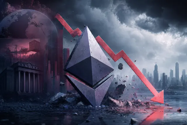Ethereum market sentiment decline illustration with falling ETH price and bearish indicators