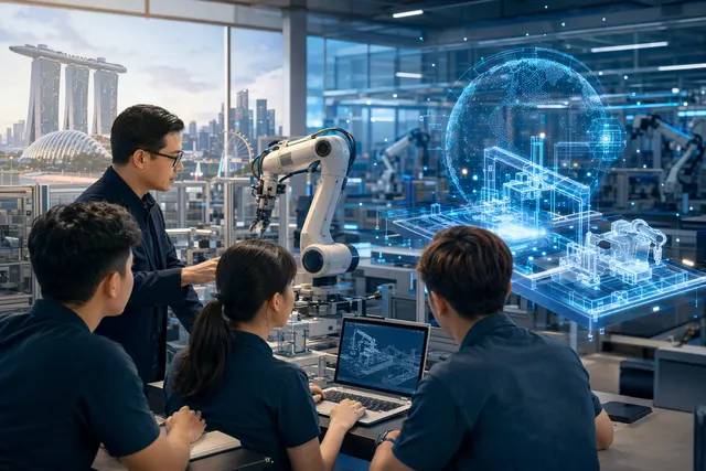 Illustration representing industrial AI governance and workforce training