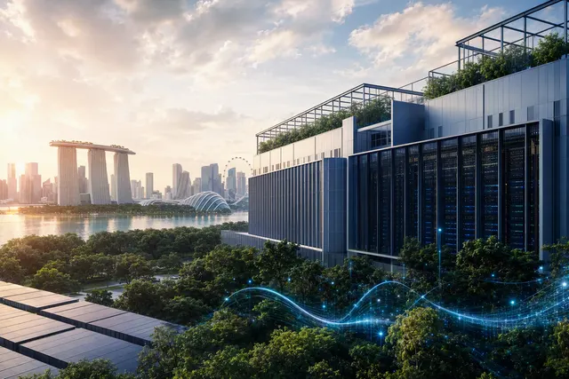 AI-generated illustration representing STT GDC’s proposed 50MW Singapore data-centre project.