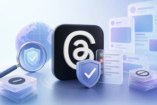 Illustration representing brand safety and ad verification controls on Meta Threads advertising platform