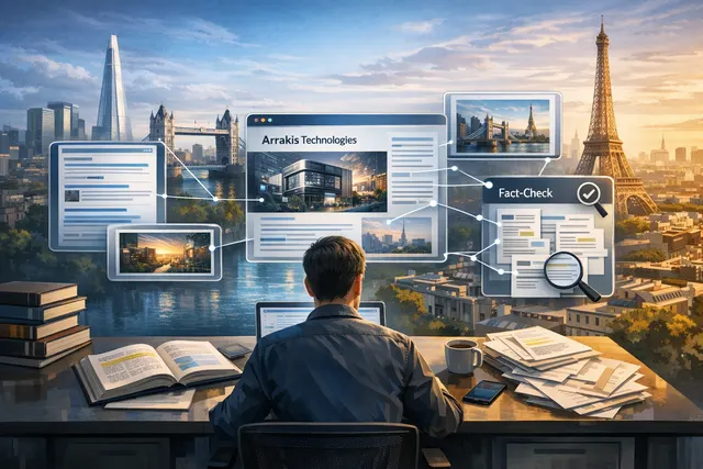 Arrakis Technologies AI platform concept showing AI agents deployed across industrial operations including factories and supply chains