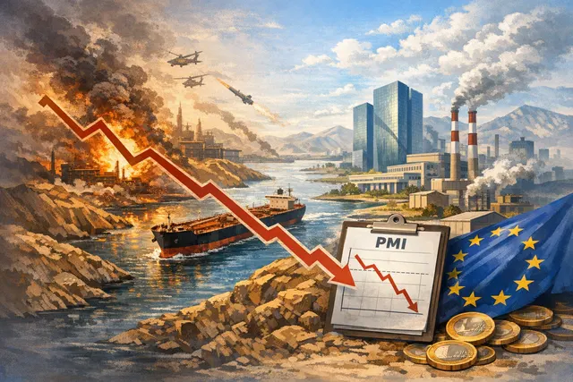 How is the Middle East conflict driving a eurozone economic downturn characterized by a deepening PMI contraction (47.5 composite index, ser