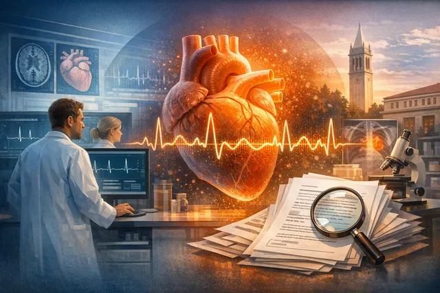 AI-generated visualization of an electrocardiogram waveform with digital overlay, representing deep learning analysis of heart signals