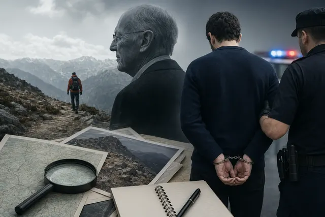 Illustration representing the investigation into Mango founder Isak Andic’s fatal hiking fall in the Montserrat mountains