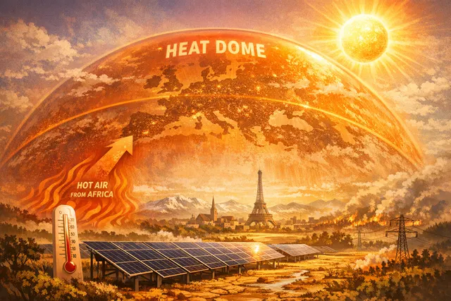 Europe's record-breaking May 2026 heat dome impact on solar generation, power prices, and grid flexibility