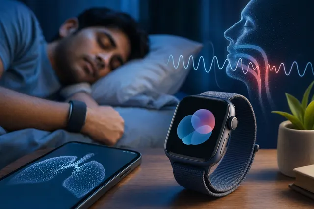 Apple Watch displaying sleep apnea notification and breathing disturbance monitoring during sleep