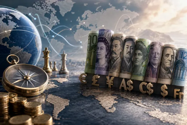 Illustration representing G10 currency carry trades with major currencies and interest rate differentials