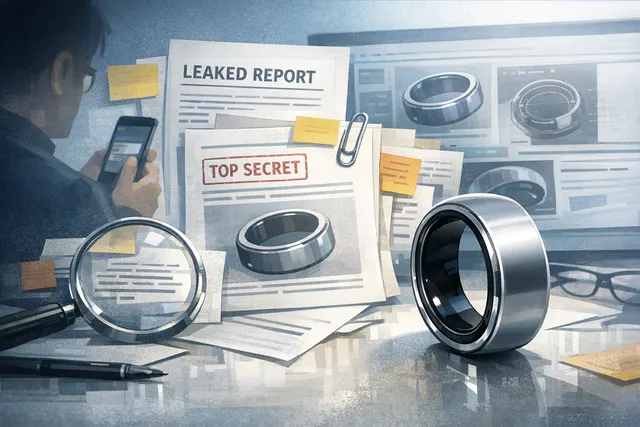 AI-generated editorial image for an article about the Apple iRing smart ring leak and smart ring market analysis.