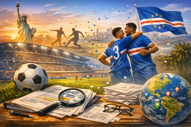 AI-generated editorial hero image for the 2026 World Cup roundup on June 21, featuring Cape Verde, Egypt, and Iran.