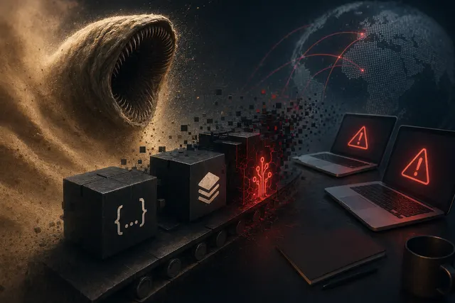 Illustration representing the Mini Shai-Hulud supply chain attack spreading through developer packages