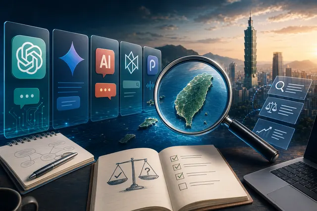 台灣 AI 工具比較與 SEO 內容規劃示意圖