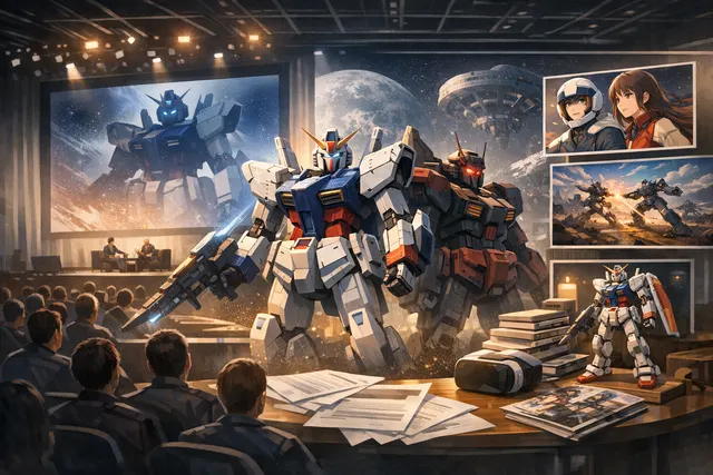 AI-generated concept illustration for Mobile Suit Gundam RG XARX-ZERO and the RG Project announced at San Diego Comic-Con 2026.