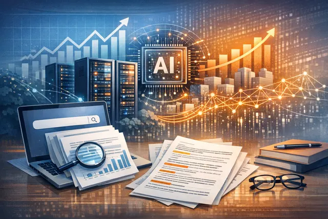 Abstract representation of AI infrastructure and semiconductor chips highlighting the divide between AI-driven growth and consumer market weakness