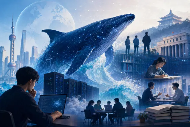 Concept illustration representing DeepSeek artificial intelligence models and research