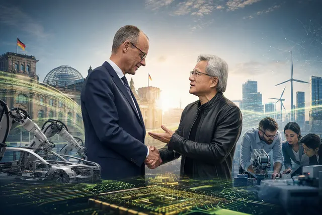 AI-generated editorial illustration for Germany’s industrial AI partnership with Nvidia