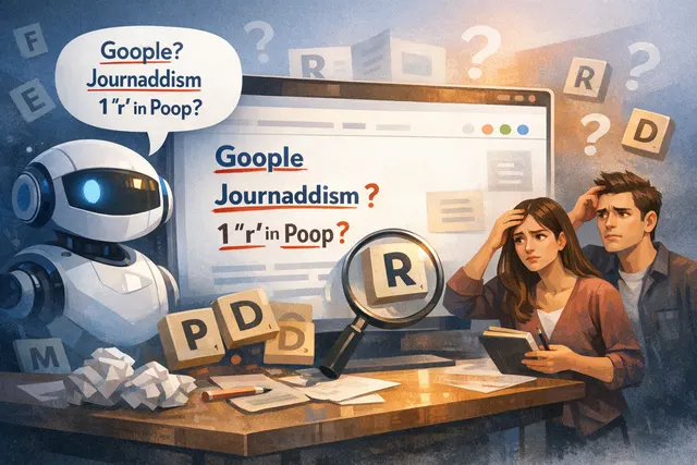 Google AI Overviews spelling failure on a search results page showing incorrect letter counts for the word 'Google'