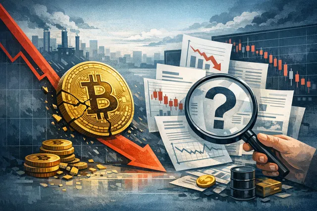 Bitcoin 2026 decline chart showing market cap erosion and ETF outflows