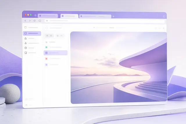 Illustration of Vivaldi 8.0 browser with unified interface and customizable layout panels