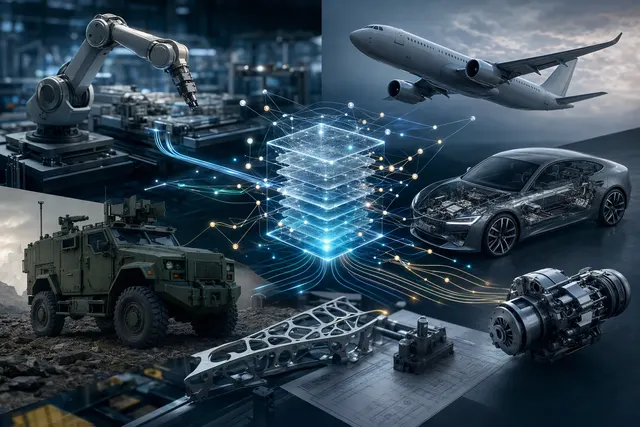 Illustration representing connected engineering information for hardware product development